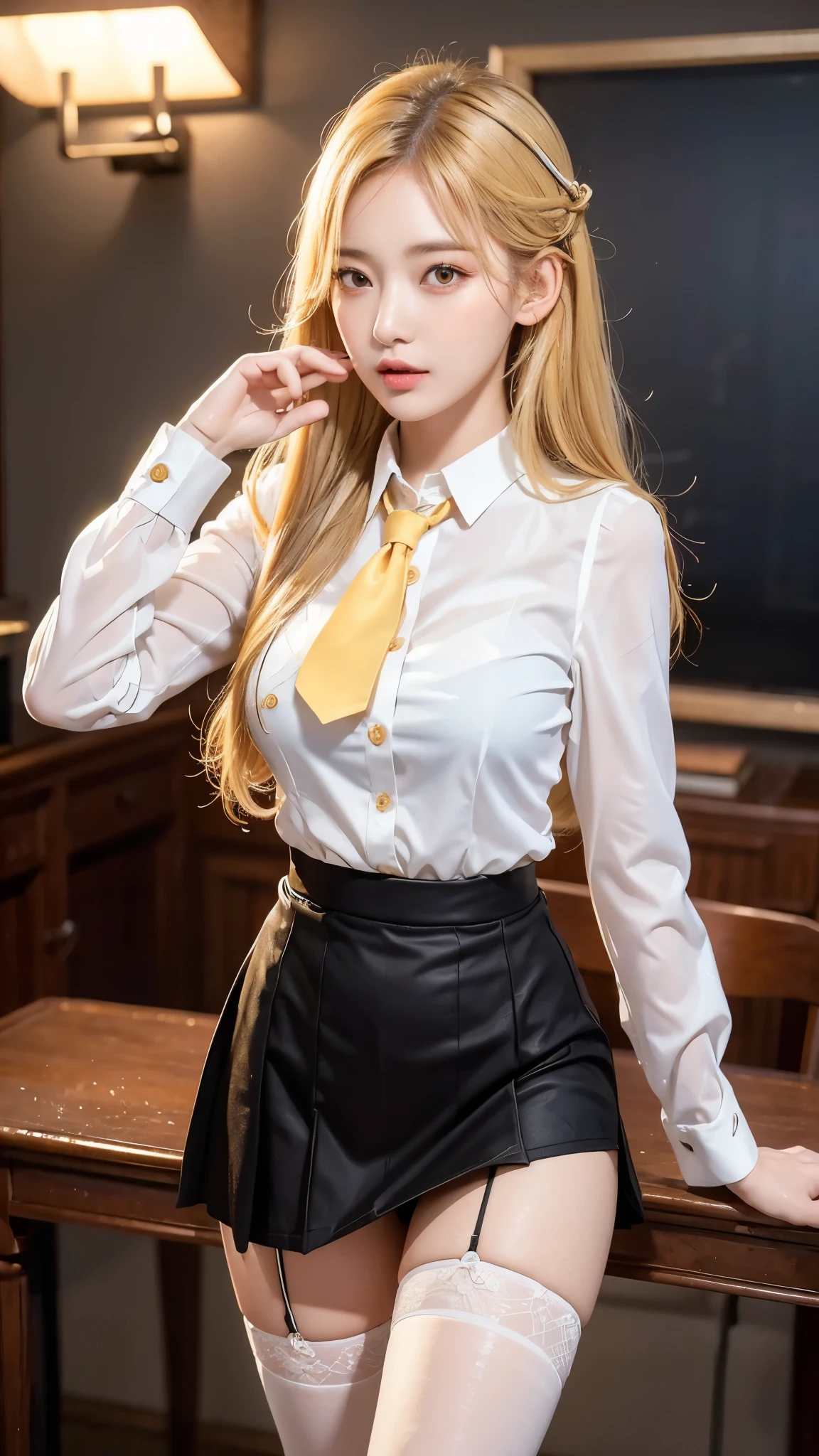 (masutepiece, Best Quality:1.2), Cowboy Shot, Solo, 1girl in, Valentine's Day in May, embarassed expression、 Looking at Viewer, ((White blouses)), ((pantyhose))、(Shower room)、(whole body Dripping wet)、((pencil skirts))、(Underwear is see-through)、Black underwear