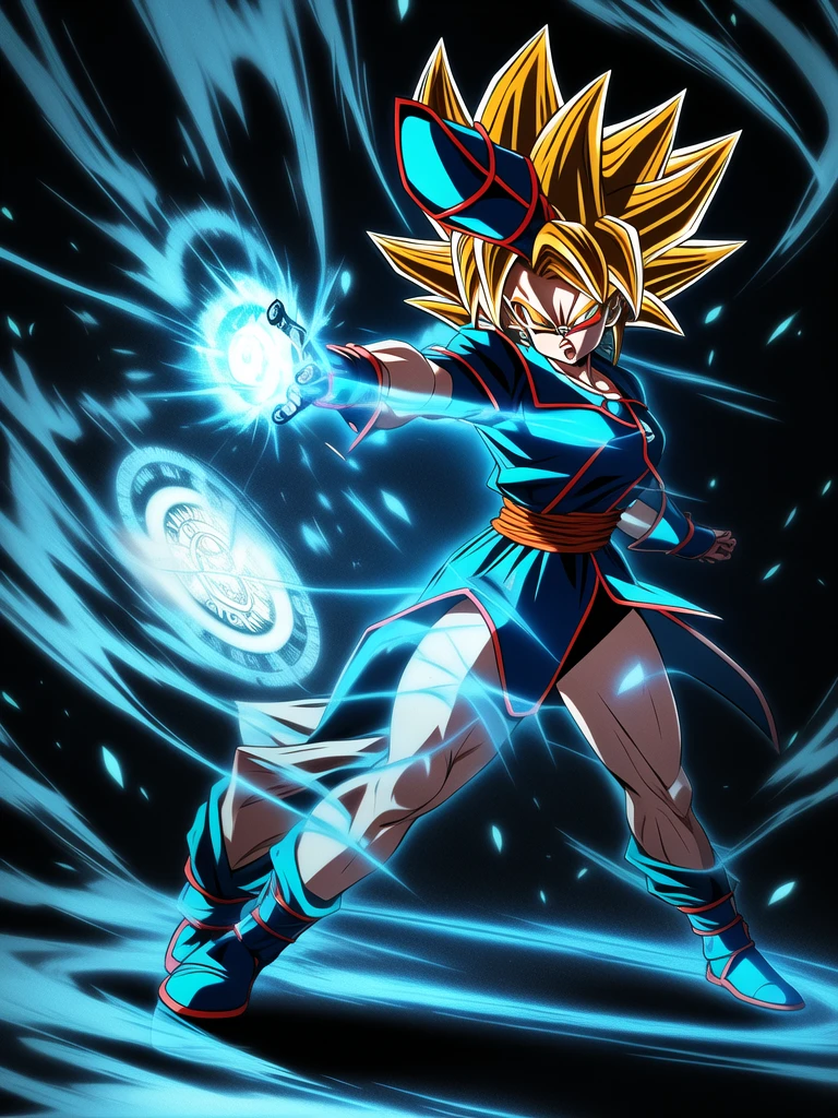 
dbz style, (extremely detailed CG unity 4k wallpaper),(masterpiece),(ultra quality),(ultra-detailed),(best illustration),(best shadow),(absurdres),masterpiece, best quality, cinematic light, 1girl, angry, dark magician girl, blonde hair, blue headwear, blue footwear, duel monster, hat, hexagram, long hair, looking at viewer, magic, magic circle, glow, glowing, glowing particles, sparks, saiyan's aura, wizard hat, yu-gi-oh!, dynamic pose, serious 