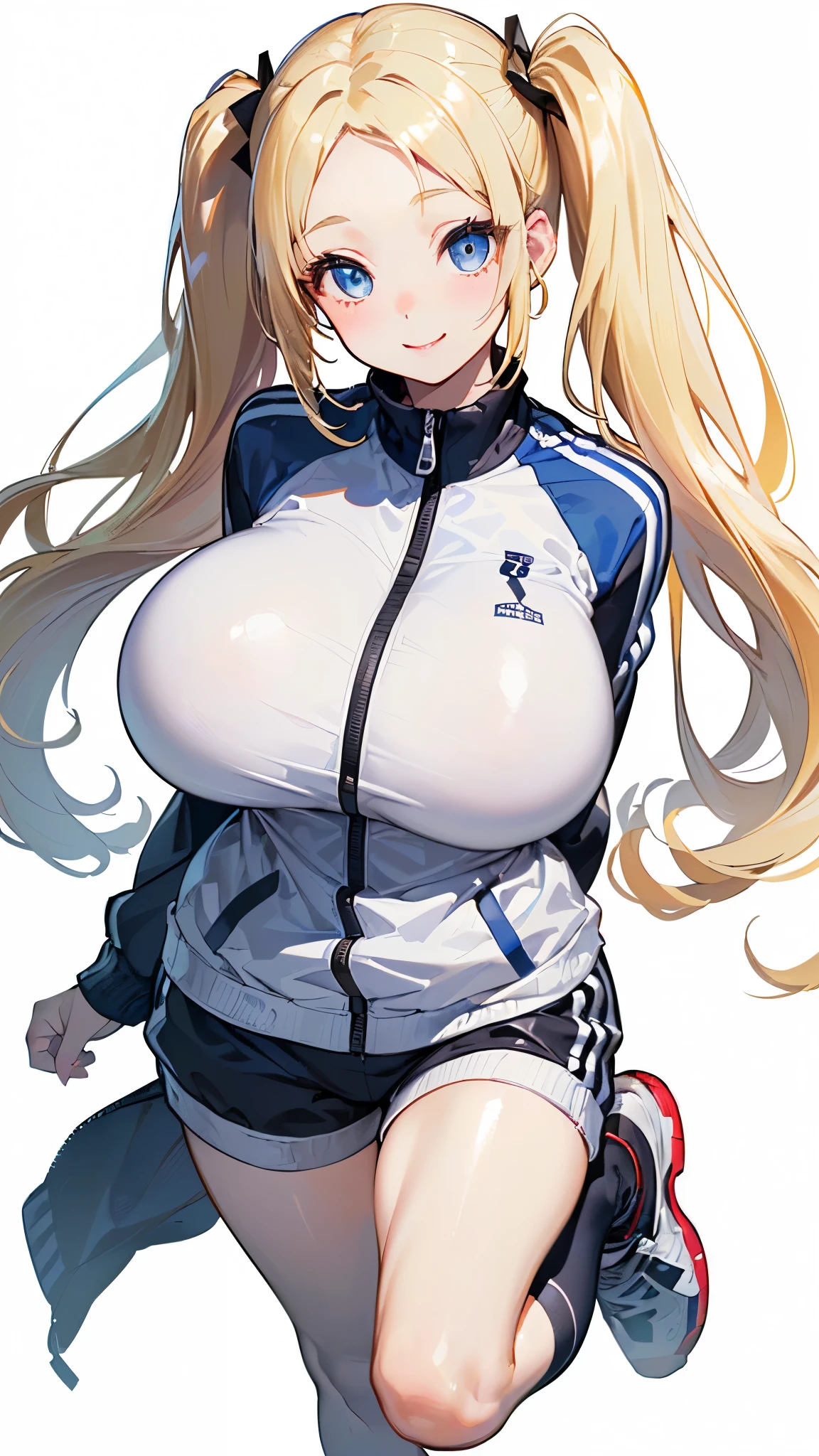 最high quality, 8k, High resolution, high quality, masterpiece, beautiful, (Anatomically correct:1.2), 10th Generation, A beautiful woman, Silky pale blonde, Twin tail hair, Light purple eyes, Beautiful Skin, Attractive person, student, Soft looking super breasts, Short stature and glamorous figure, Cheerleader, playground, seductive smile, from below, girl trembling with sexual climax, Hands behind back, (Squat), Underboob, Belt on thigh, Steam used condom hanging from belt,