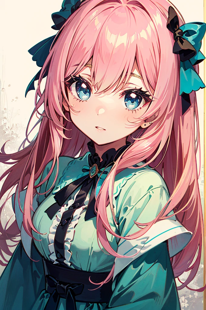 highres, sharp focus, pixiv masterpiece, ((intricate details)), highly detailed, cz2128_delta , 1girl, upper body,( green eyes:1.1), long hair, pink hair, eyepatch, camouflage scarf, maid headdress, black maid uniform, long sleeves,  <lora:CZ Shizu Delta Overlord v1_2:0.7>