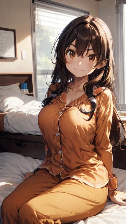 DETAILED, DENSE, MASTERPIECE, one girl, beautiful, wearing white cardigan, one girl lying on bed with blanket, brown hair, 22 years old, smooth skin, glowing skin, glowing hair, clear eyes, glowing eyes, brown eyes, soft lips, pale pink lips, (viewer Looking down: 0. 8) smiling slightly, cheeks stained, shy, mouth open, bangs, white sleeves, white clothing, one girl, soft skin, large breasts, glowing skin, cinematic lighting, rich lighting, room lighting, simple gold necklace, diamond necklace, white Lace bra, white lace panties, white lace underwear, high angle, low angle, (Masterpiece: 1.0), (Realistic: 1.6), (Soft Focus: 1.5)