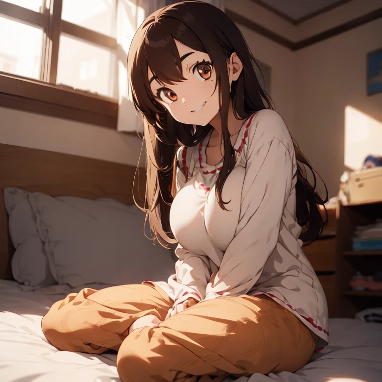 On your back、#takagisan.#Takagi-san、#1boy、#masterpiece、#highest quality、8k、#1boy、#masterpiece、#highest quality、8k、#first person perspective、#Viewer&#39;s perspective、close、超close、Proximity、ベットの上でOn your backで寝る、Lie down next to、face close up、smile、