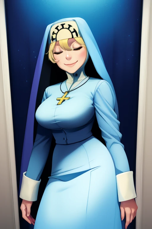 score_9, score_8_up, score_7_up, score_6_up, score_5_up, source_anime, 1girl, league of legends Gwen, blue hair, curly hair, wedding veil,, league of legends, exposed breasts,large breasts, heterochromia eyes, erect nipples, wedding dress, upper body, , , nipples, wide hips, tight waist, holding a bouquet