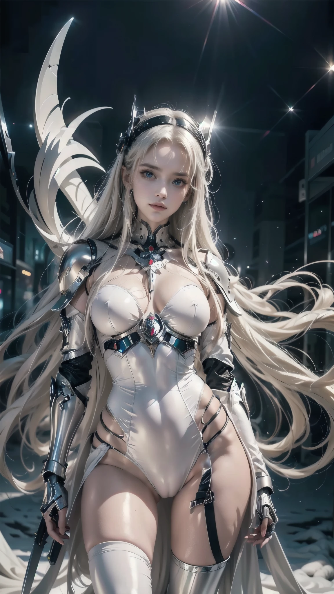 anime girl in white outfit with long white hair and white hair, cyborg girl with silver hair, beautiful white cyborg girl, in futuristic white armor, perfect anime cyborg womanAdvanced Digital Anime Art, robotic anime mixed with organic, Cute Female Android!, beautiful cyborg girl, knights of the zodiac , portrait knights of the zodiac , digital anime art, PERSEPHONE, Persephone, Persephone, (SFW:1.5) Hyperrealistic