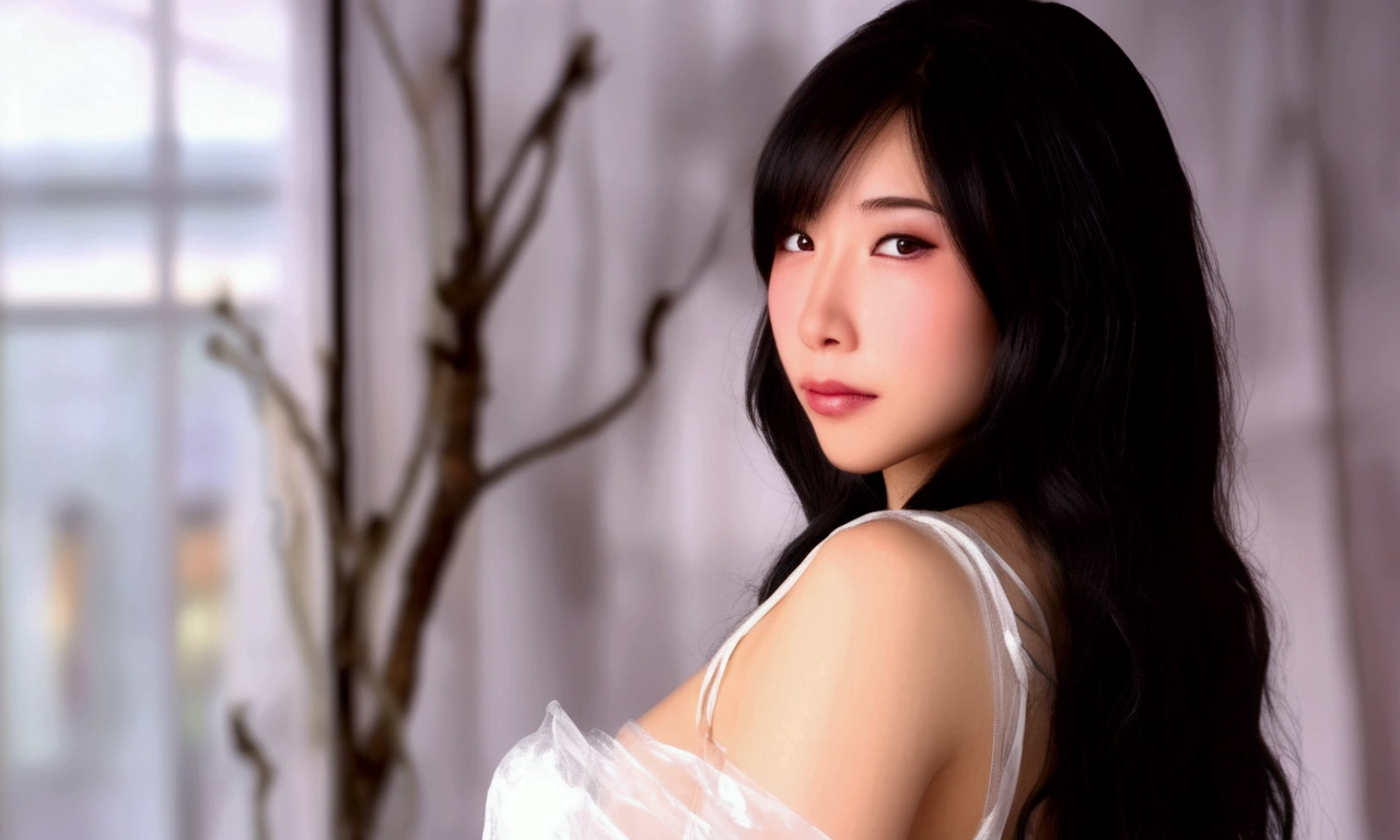 cute yuna as 'the Ring' ghost, tattered sheer white gown, soggy, pale skin, long stringy black hair, eyes hidden, amazing butt, emerging from static tv screen, suck viewer's penis, porn horror, dark living room lit by tv best quality, 4k, 8k, highres, masterpiece:1.2, ultra-detailed, realistic, photorealistic, photo-realistic:1.37, HDR, UHD, studio lighting, ultra-fine painting, sharp focus, physically-based rendering, extreme detail description, professional, vivid colors, bokeh, horror, dark, gritty, unsettling, disturbing
