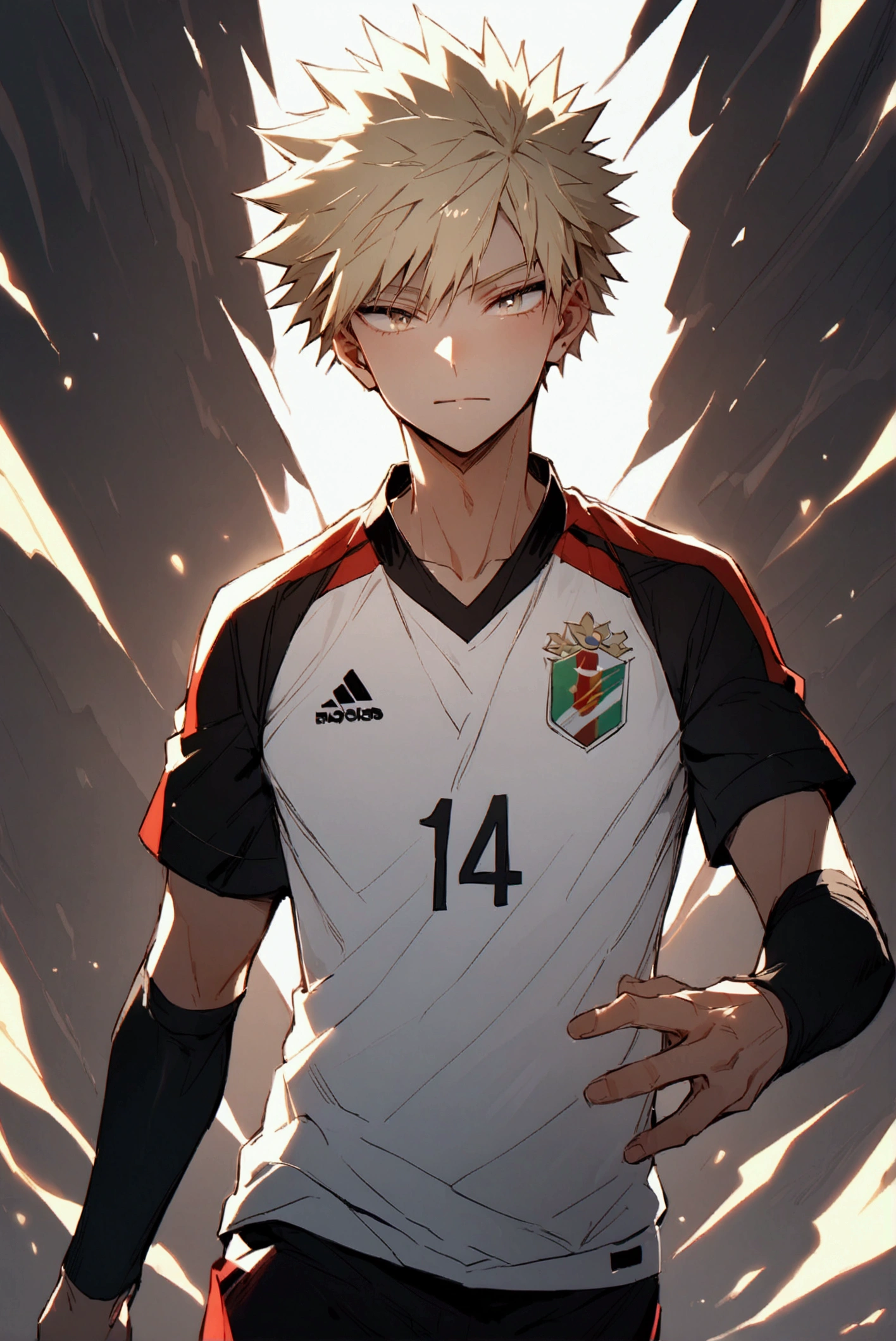 Bagukou katsuki blond boy in soccer player clothes 