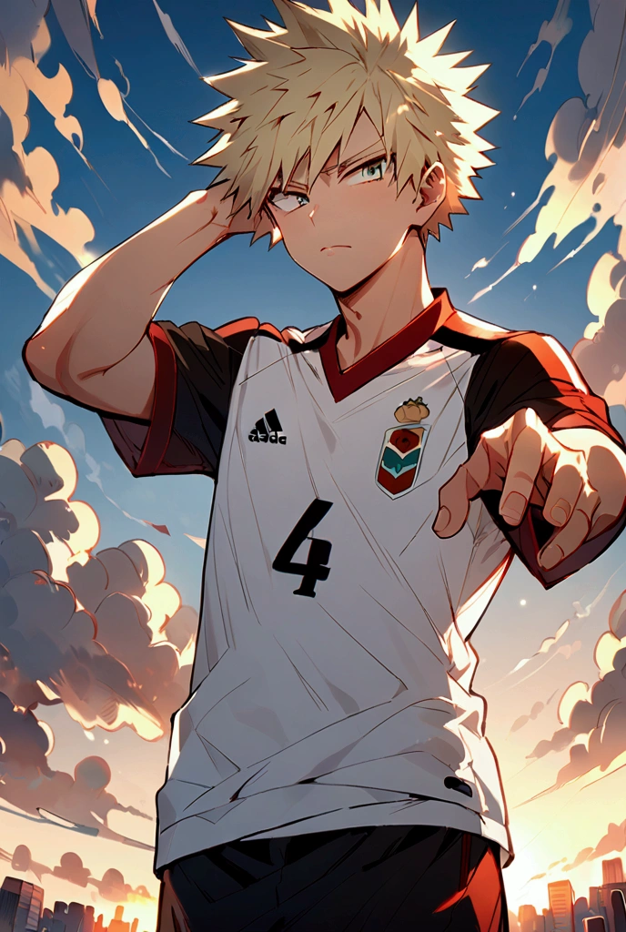 Bagukou katsuki blond boy in soccer player clothes 