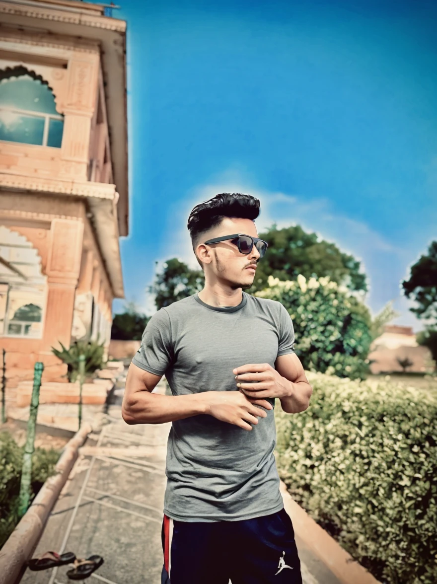 Skinny body with six pack abs and cool body... And black jeans