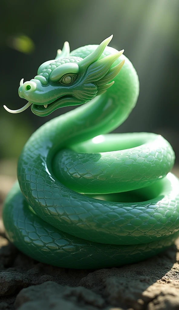 A dragon made of esmerald green fantasy in the form of the number eight. Minimalism.
