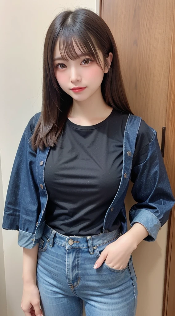 (最高品質、10、master-piece:1.3)、beautiful woman with a perfect figure:2.4、dark-brown hair、big nipple、Wear a pendant、Torn short denim skirt、Sleep in the bedroom、Very detailed face and skin.、Fine Eyes、二重まぶた