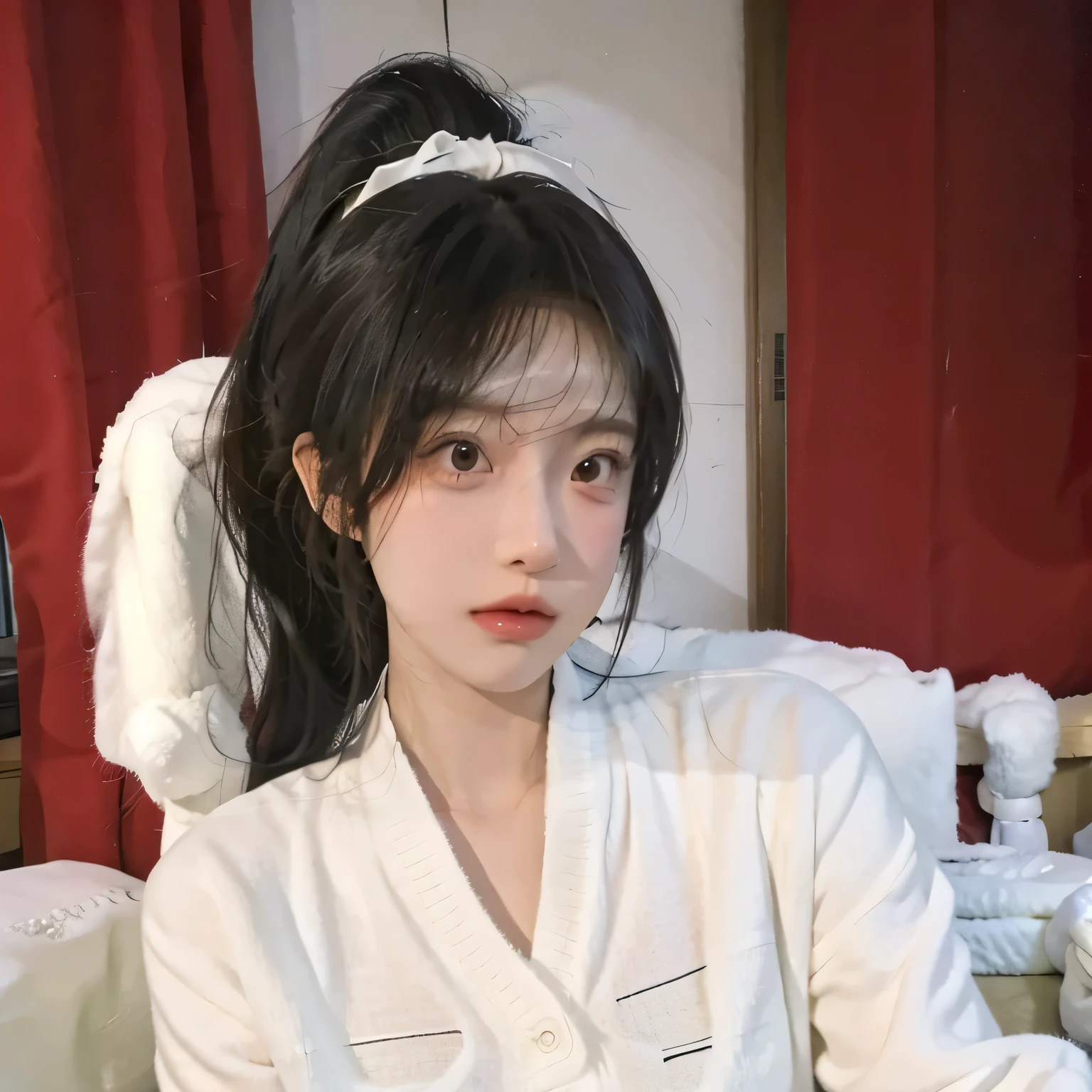 Room,High Ponytail,JK,White Socks,Standing,Frontal,daytime,whole body,Single