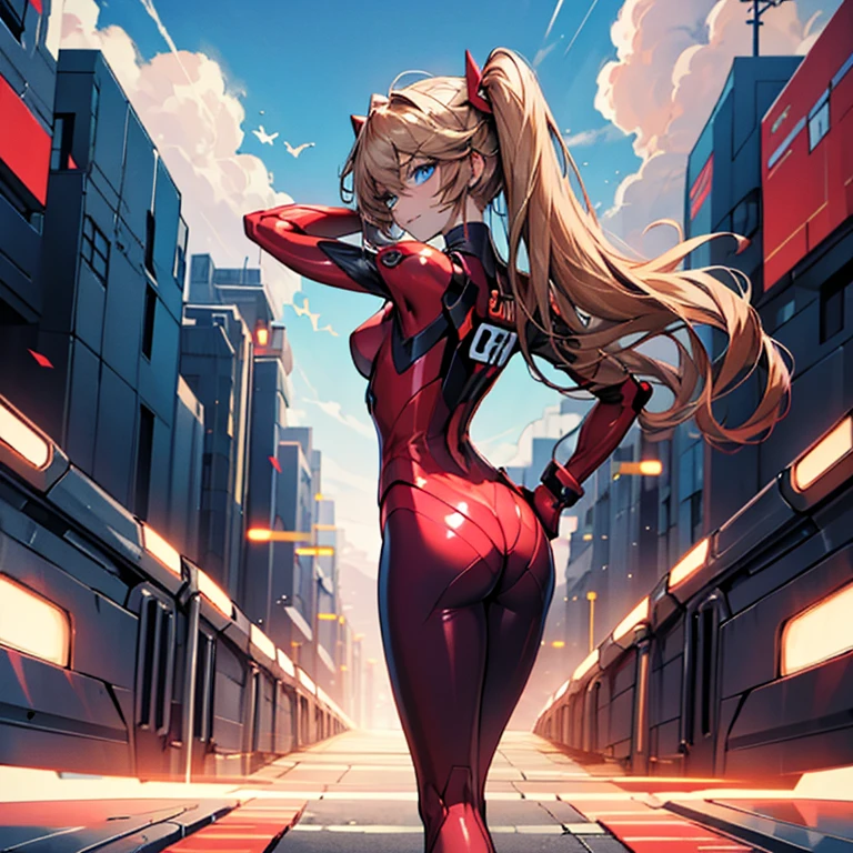 Future sexy asian blonde girl with twin-tails in a futuristic city.1.5, rusty metal city, lots of details, cars, buildings, billboards, nude and very tight tank top, red latex thigh high stocking extreme-highheel-wedge boots , standing pose (Dave Mckean inspired art, intricate details, oil painting)
