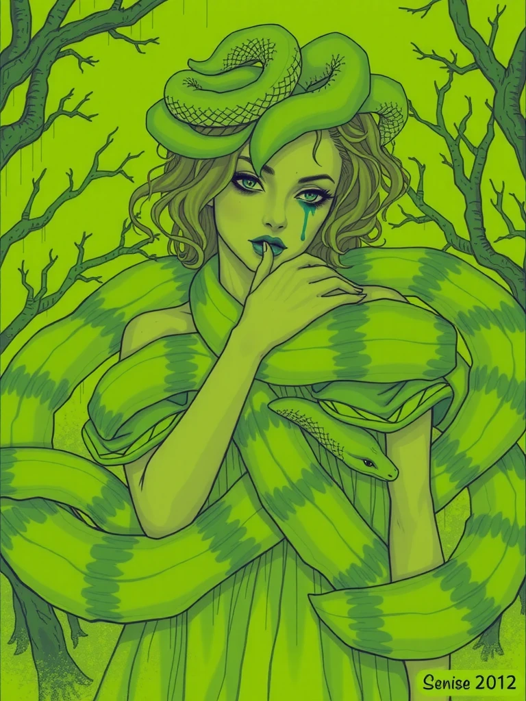 One woman, human female, tentacles, plant rape, tree monster, tree roots, tree root dick, tree root penis