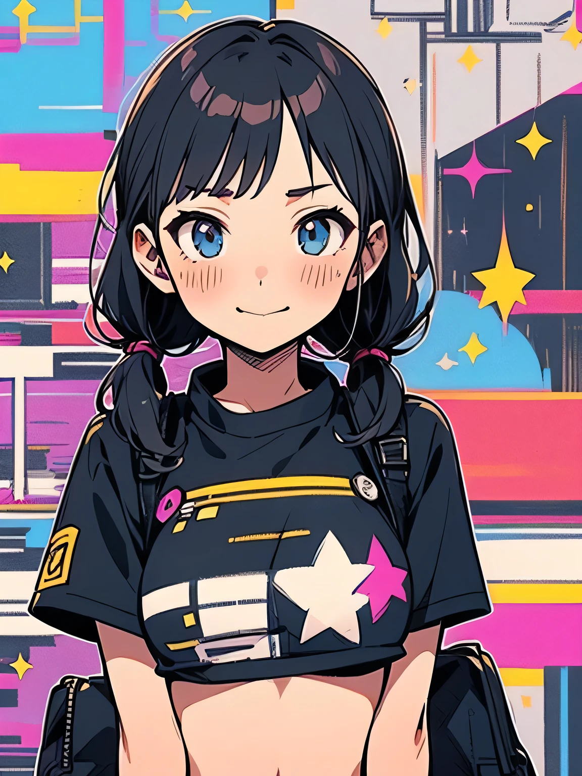 (close up face),(((upperbody))),((looking at viewer:1.3)),black twintail,long sideburn,((bluntbangs:1.3)),nsfw,(underboob:1.2),cute suprise:1.2,blush、walkking:1.3,Purple jersey, short black cargo pants, Boston bag,zettai ryouiki、black over-the-knee socks、 on the way home, evening, (((in the town)))、(I am the star:1.3),(manga style),(sketch),(illustration),