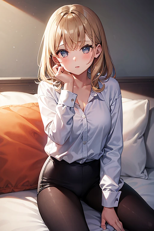 masutepiece, Best Quality,Detailed Focus:1.3, 1womanl,(Ahayasaka, Side Ponytail, medium breasts, Necklace, Collared shirt, Black vest, sleeves rolled up, clothes around waist, Black skirt),on the beds,((Lying on your back:1.3)),(Open your legs:1.3),Crotch wide open, White underwear ,White string panties,Looking at Viewer, medium breasts, Beautiful detailed eyes, embarrassed, is crying:1.2,Bedroom background,((((Low position shots:1.4)))),((Close-up in panties:1.38)),