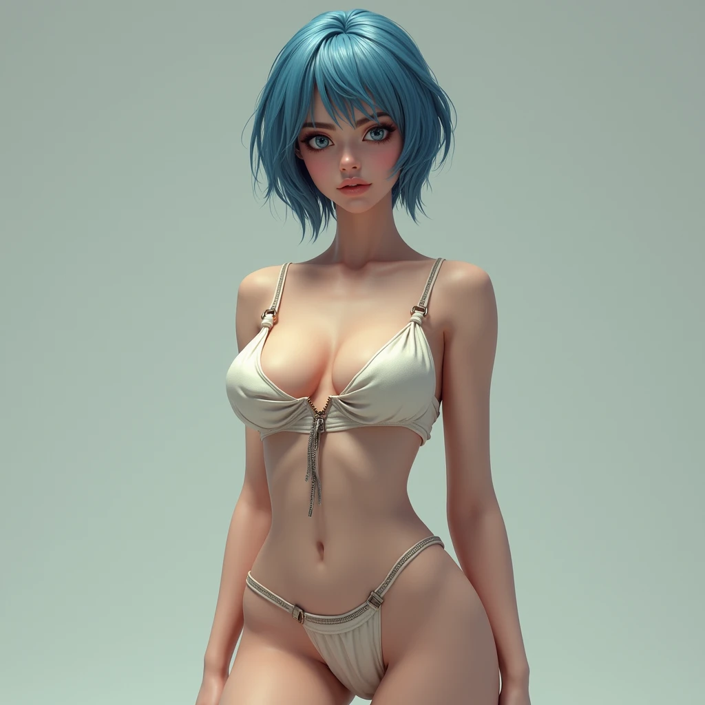 Masterpiece, best quality, 16k resolution, NVIDIA RTX Ray Tracing technology, Create a 4K resolution, ultra-realistic, and extremely detailed artwork, award winning, retina, soft light, sharp focus.(hyper-realistic:1.4) , (full body:1.5)

Rem from rezero, (remrin), blue hair, short hair, (hair over one eye:1.3), blue eyes, Nlue bikini, detailed bikini

looking at viewer, strongly ashamed, embarrased, blushing, epic, cinematic, dramatic, reflective, shining, purple glow, big breasts, cleavage, sexy, modeling pose, turned

smooth perfect skin, smooth_skin

Beautiful、(red blush)、big breasts, 

FULL BODY SHOT, ultra wide angle, textured skin, face detail, clean skin, perfect hands, perfect anatomy, anatomically correct