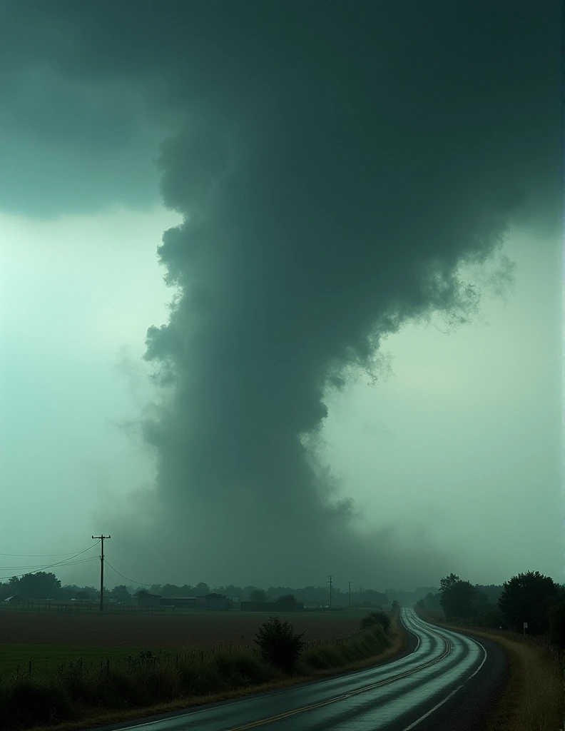 photo of a (wedge tornado), realistic, (masterpiece:1.3), (best quality:1.3), beautiful, (intricate details), unity 8k wallpaper, ultra detailed, beautiful, aesthetic, perfect lighting, <lora:add_detail:0.2> <lora:tornado:1>