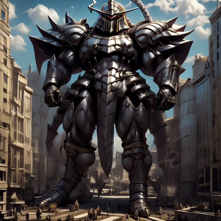 (masterpiece, best quality, 8K, SOLO, FULL BODY, 1boy,), 
(covered in full silver armor. Hyunckel with sleek silver armor. shining silver armor. white cape. full plate armor. heavy metal armor. no face.)
(dominating, macro, giant, size difference:1.5, landscape dwarfing, macro:1.3)

(Medieval city background, A giant Hyunckel is destroying the city with an angry expression. An arrogant expression. smile at the corner of your mouth.)

(thick muscles, bulky muscles, thick arms, thick thighs, huge thighs, thighs, huge legs, thick legs, smug expression. Detailed Body. Detailed abs. gigantic muscles. HYPER MUSCLES. Gigachad Muscular. big muscle. pecs. triceps. traps. unusually developed muscular body).