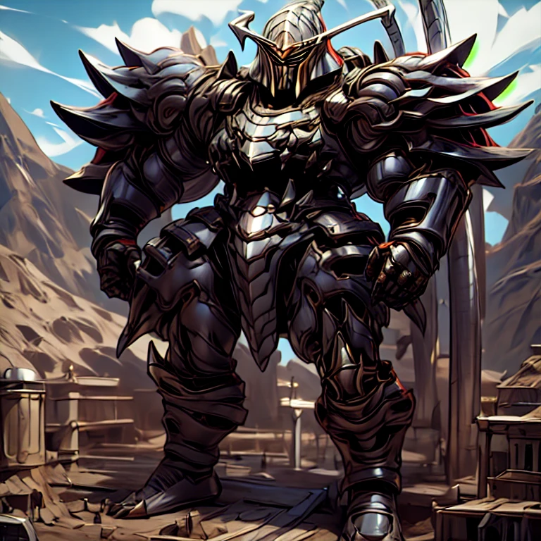 (masterpiece, best quality, 8K, SOLO, FULL BODY, 1boy,), 
(covered in full silver armor. Hyunckel with sleek silver armor. shining silver armor. white cape. full plate armor. heavy metal armor. no face.)
(dominating, macro, giant, size difference:1.5, landscape dwarfing, macro:1.3)

(Medieval city background, A giant Hyunckel is destroying the city with an angry expression. An arrogant expression. smile at the corner of your mouth.)

(thick muscles, bulky muscles, thick arms, thick thighs, huge thighs, thighs, huge legs, thick legs, smug expression. Detailed Body. Detailed abs. gigantic muscles. HYPER MUSCLES. Gigachad Muscular. big muscle. pecs. triceps. traps. unusually developed muscular body).