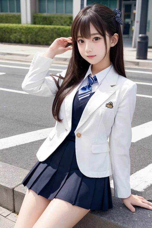 cute､high school girl､Idol､uniform､blazer､mini skirt､See-through､Fluttering in the wind､sit