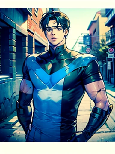 The cover of A Nightwing Comic Book, muscular body and big penis