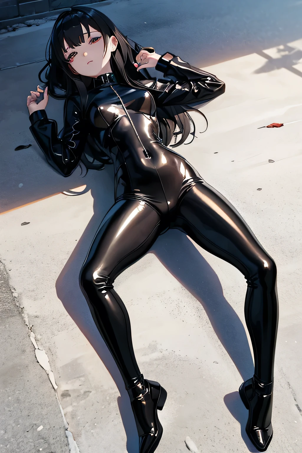 (Anne Hathaway)European beauty,black hair color hair,Have on the street,Lying on the street,legs are open,The reveal panties,sexy catwoman uniform,Tight black swimsuit,natta,masturbated,squirting,Wearing cat ears