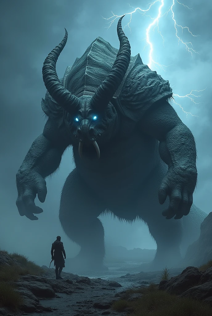 Movie scene Minotaur creature mythology 8k, first quality, ultra-detailed animation, best 3D model, dark aesthetics, dramatic ambient lighting, stunning composition, engaging particle effects, strategic depth of field, wide angle, realistic shadow effects, high quality textures, fantastic landscape.