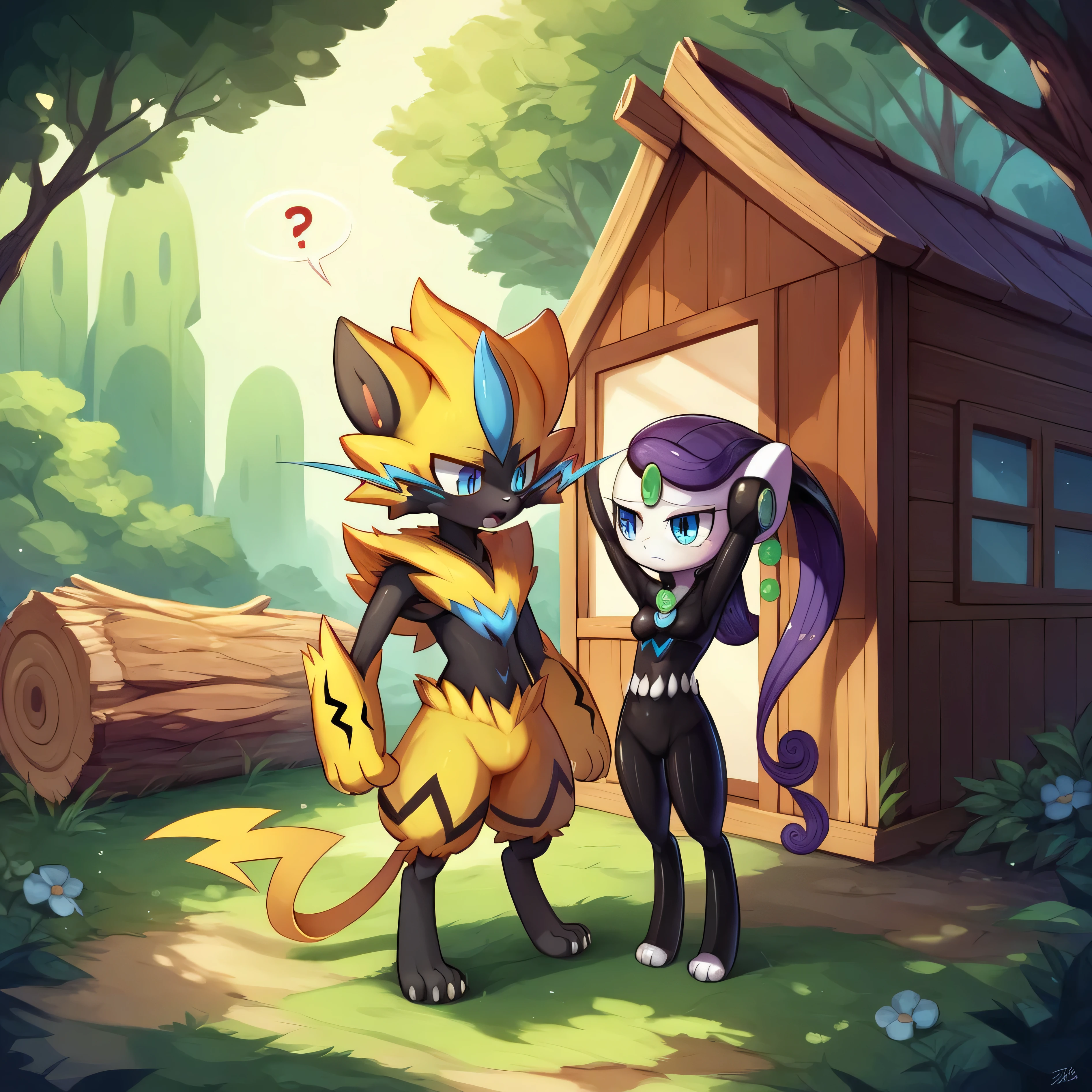 Style image of a 16 year old Lucario on all fours being fucked in the ass by a 16 year old male Zeraora lying on the river, male Zeraora, male Lucario, interspecies, male, masculine, multiple characters, Zeraora, Lucario, kneeling behind, yaoi, gay, anal sex, penetration, sex, humping butt, penetrating butt, making love, penetration, from behind, uploaded to e621, erect, erection, long and thick genitalia, visible genitalia, large penis, trending on artstation. pixiv, young male Zeraora, young male Lucario, blushing heavily, lies on the ground, Half immersed in water, ((Libido Boy, Shota)), cum out, cum, plump butt, below a tree, tree shade, looking at viewer, look at viewer, intently look at viewer, canine penis, knot, knotting, penis with knot, knotted penis