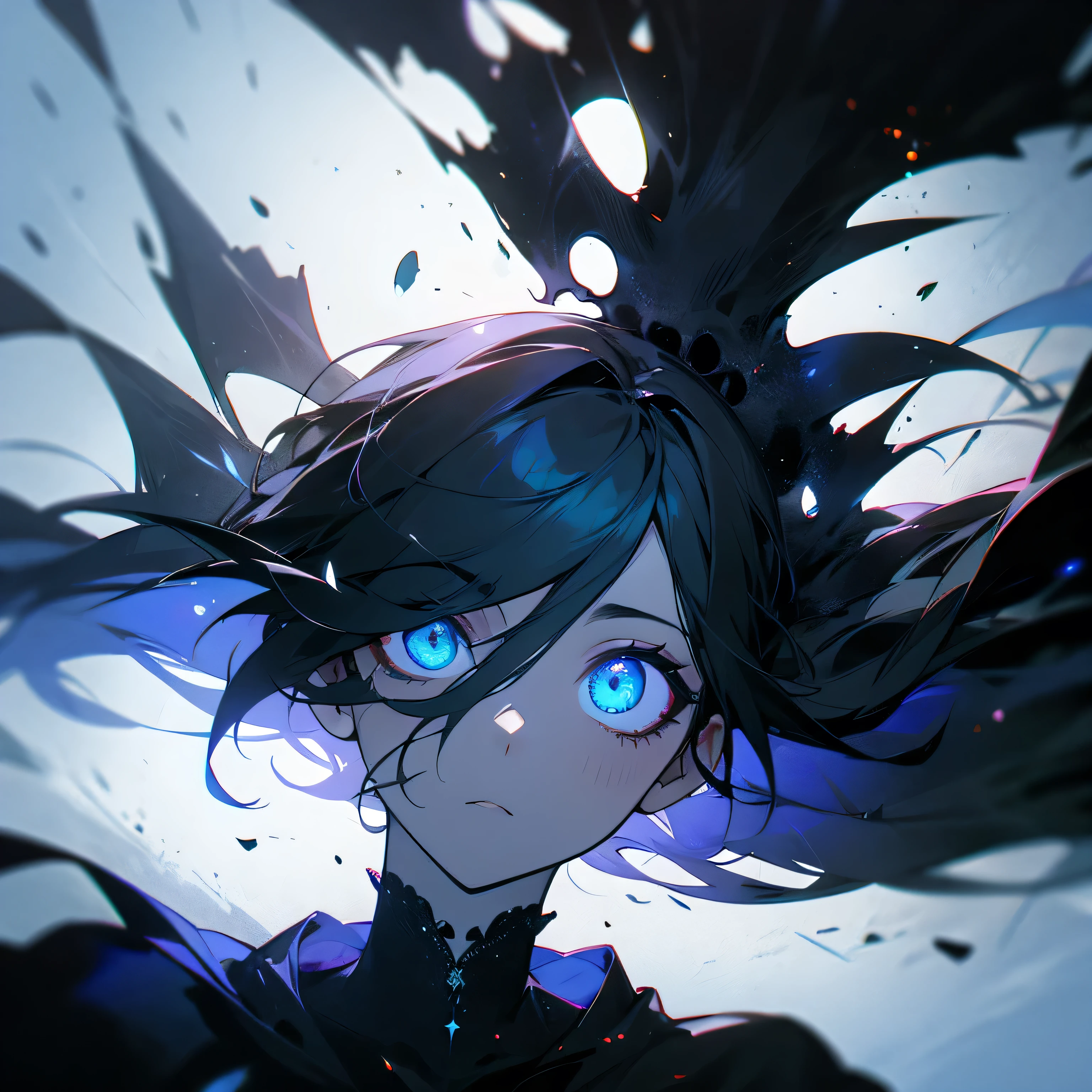 Anime girl with blue eyes and black hair with a black dress - SeaArt AI