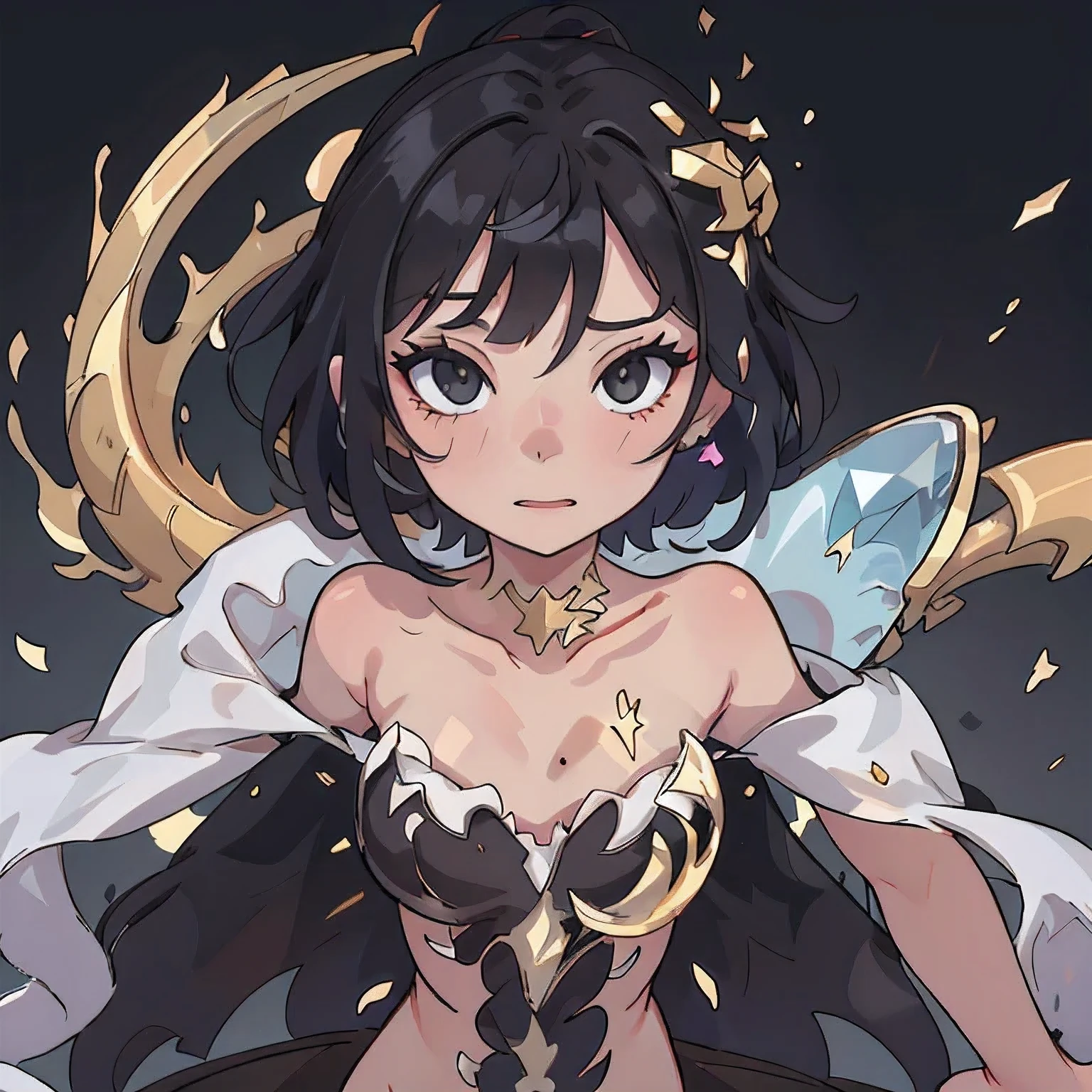 (Highest quality, masterpiece, Very detailedな, Very detailed, Exquisite, 16K,Full HD),(White Background:1.5),、Big Breasts,No text,Upper Body,Black Hair,1people,Front facing