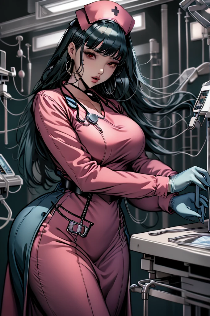 nurse uniform,hospital, latex nurse suit,nurses,busty,elbow gloves,labcoat,black hair woman,red eyes , gigantic ,medical instruments,asian nurse,two nurses,speculum,examination room,oversize ,big ass ,strap on, lay on table ,legs spreaded,giving birth,gyno chair , dentist,Milf,latex,red uniform,oversize breasts,diaper