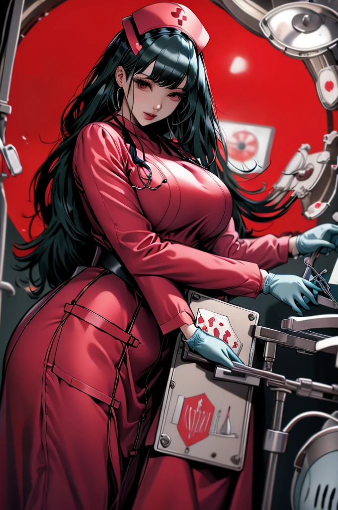 nurse uniform,hospital, latex nurse suit,nurses,busty,elbow gloves,labcoat,black hair woman,red eyes , gigantic ,medical instruments,asian nurse,two nurses,speculum,examination room,oversize ,big ass ,strap on, lay on table ,legs spreaded,giving birth,gyno chair , dentist,Milf,latex,red uniform,oversize breasts
