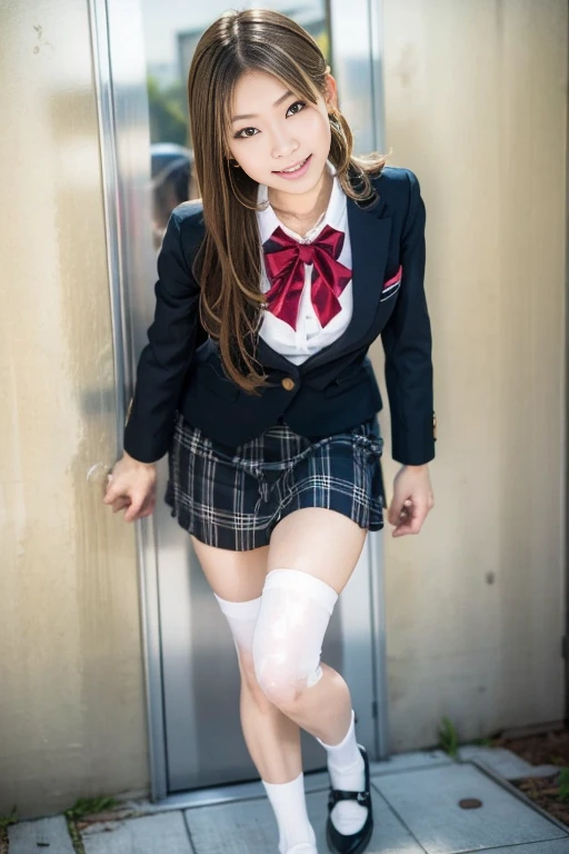 ulzzang-6500-v1.1, (raw photo:1.2), (photorealistic:1.4), beautiful detailed girl, very detailed eyes and face, beautiful detailed eyes, ridiculous, incredibly ridiculous, huge file size, super detailed, high resolution, very detailed, best quality, masterpiece, kemomimi, ((Japanese girls' high school uniform)), illustration, very detailed, CG, unified, 8k wallpaper, amazing, Fine details, masterpiece, best quality, very detailed CG uniform 8k wallpaper, light on face, cinematic lighting, 1girl, , ((no panties)), ((dynamic pose))), (camel toe), (half), (pantyhose), (knee-bending leg sitting))、girl bent down, squatting down, holding viewers hand, grabbing pussy with other hand, peeing in forward direction;1,5, gaping open mouth:1,5, aroused, eyes closed hard:1,7, clenched teeth, hands grabbing in air, orgasm face, (((peeing))), (((pee going forward))), (((pee puddle on ground))), short body:1,5,perfect round small ass,