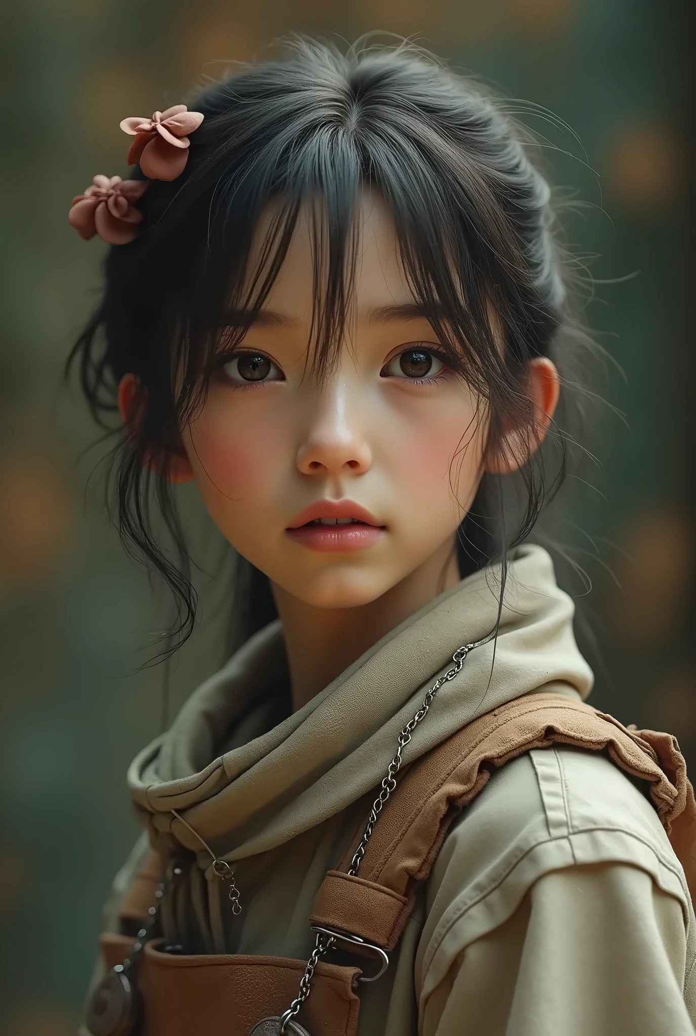 (masterpiece, highest quality:1.2), 1 girl, alone,highest quality, absurd, super detailed, Yamanaka_this, 1 girl, alone_concentrated, let my hair down、blurred background、Backlight:0.5, medium depth of field, Photographed with Canon 5D, 50mm lens, f/4 apertures, (very detailed, intricate details), sharp focus, calm colors, 8k, confused, 8mm film grain