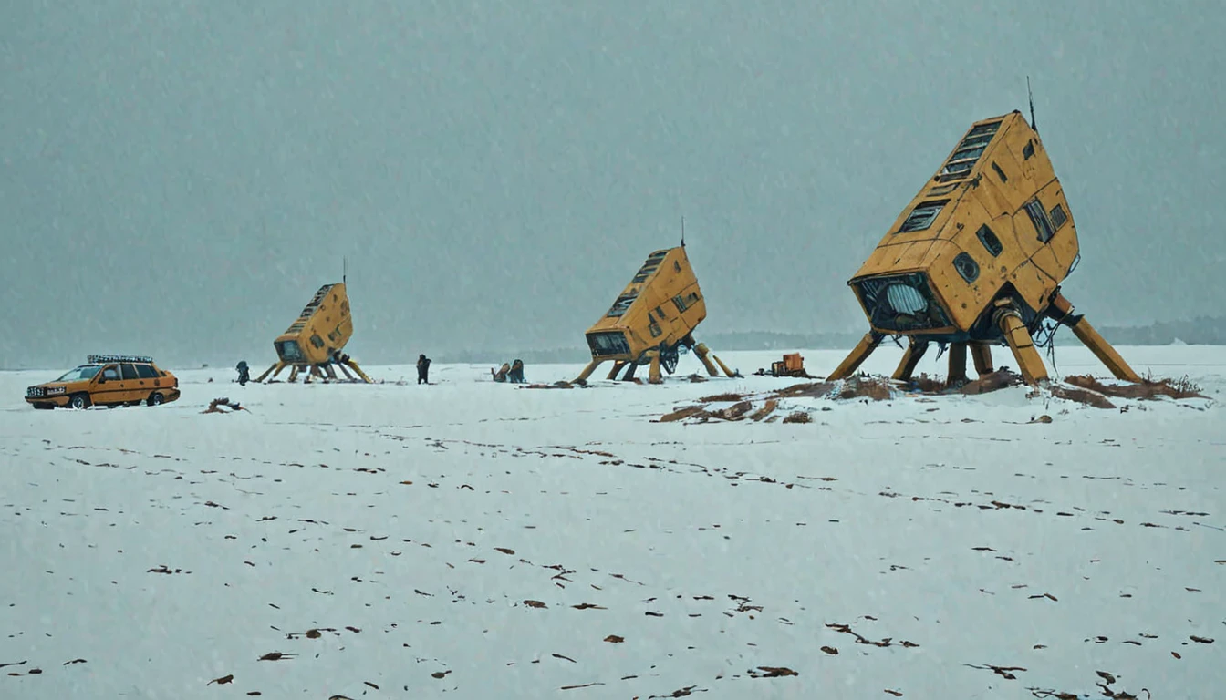 (beach:1.5) wrecked several spaceships (blizzard:1.3) Simon Stalenhag style Luxor Gold,Porcelain