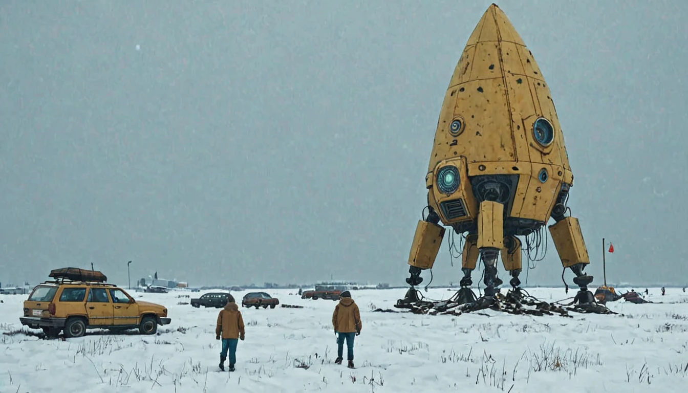 (beach:1.5) wrecked several spaceships (blizzard:1.3) Simon Stalenhag style Luxor Gold,Porcelain