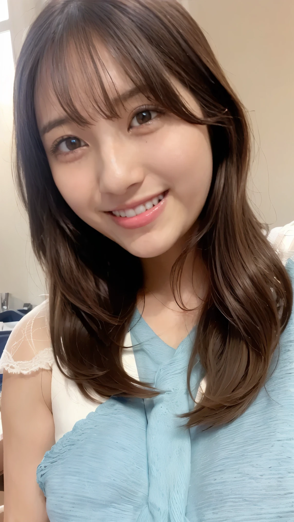 smile, Cute Japanese Women Photos,  20 years old, Oil, One Length Hair＆Hair straightening balm:1.55, (photo Realistic:1.4), (hyper Realistic:1.4), (Realistic:1.3), (Smooth lighting:1.05), (Improving the quality of cinema lighting:0.9), 32K, 1 person,20 years oldの, Realistic lighting, Backlight, The light shines on your face, Ray Tracing, (Bright light:1.2), (Improved quality:1.4), (Highest quality Realistic textured skin:1.4), fine grain, Detailed face,(smile:0), (Emphasise close-ups of the face:1.3), (Enhances the beauty of skin texture:1.1),((Extremely precise and accurate anatomy:1.0)), (Enhances the beauty of skin texture:1.1), Clean, glowing skin, mesh, thin:1.2, (Realistic:1.3), Realisticなライティング, (Smooth lighting:1.05), 32K, One Japanese woman, fine grain, Detailed face, (Film Grain:1.1),(Accentuate your body lines:1.1), High resolution, Natural look, Kind eyes, Improves hair quality, Delicate light and shadow, Transparent muscles, Graceful pose, Beautiful Eyes, Sharp details, Soft light reflection, Beautiful contours, Delicate skin tones, Thin hair,Cute Japanese Women Photos,