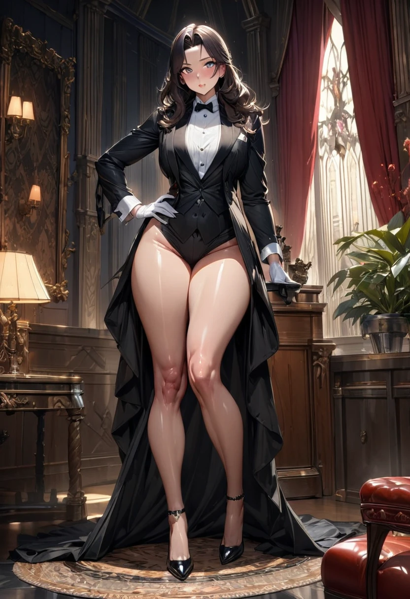 1 mature beautiful woman,(Best Quality,Extremely detailed depiction,Incredibly absurd high definition,Anatomically accurate,Curvy Legs,Detailed pupil,Shiny skin,Porcelain-like skin),(Thief),(セクシーなThiefの衣装,tuxedo,Gentleman&#39;s hat,Disguise mask,latex,Luxury accessories,Black tights),eyelash,(Glowing purple eyes,Half-closed eyes:1.5,Crazy Eyes,Large Breasts,A seductive smile,Glossy lips,Flashy makeup,Eyeshadow,Eyeliner,Seductive gestures),whole body