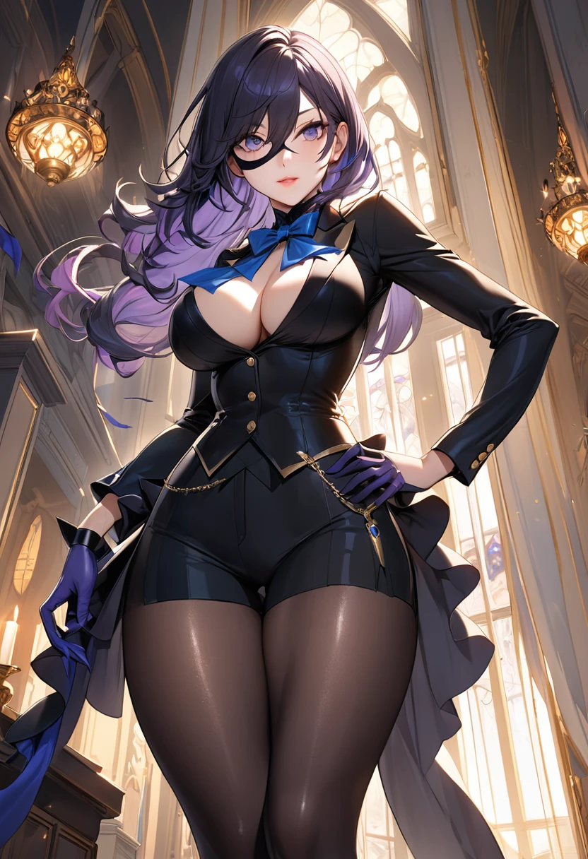 ultra detailed shot of a young woman, (Hailee Steinfeld) dressed as zatanna zatara, she wears a top hat fishnet stockings very short leather pants white shirt and a tailcoat jacket, magical, art by mschiffer, ethereal, Zatanna from DC comics, she's making some magic, magical lights, 32k resolution, best quality, dynamic pose, action pose