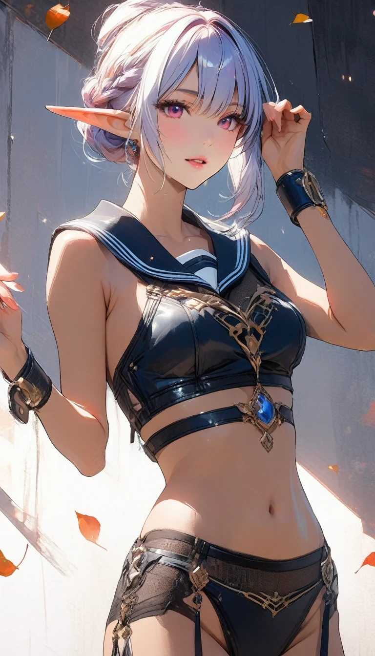 nsfw, ((breasts showing)), (8K, high resolution), (masterpiece, best quality:1.2), depth of field, bokeh, an extremely delicate and beautiful, Amazing, finely detail, extremely detailed CG wallpaper, ultra-detailed, highres, perfect anatomy, detailed face and eyes, kamisato_ayaka, upskirt, ponytail, spread armpit, half naked, navel, spread legs
