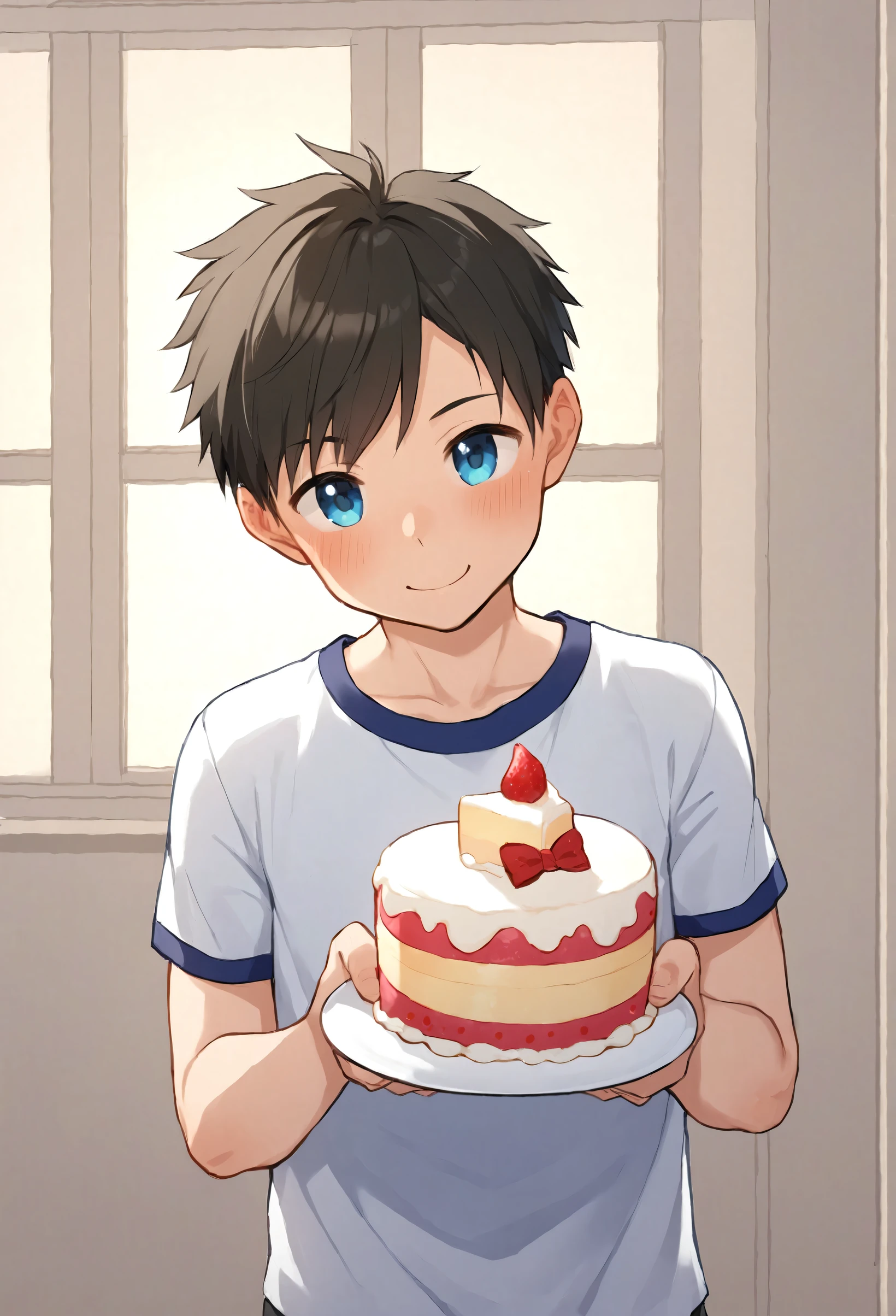 Young man holding birthday cake