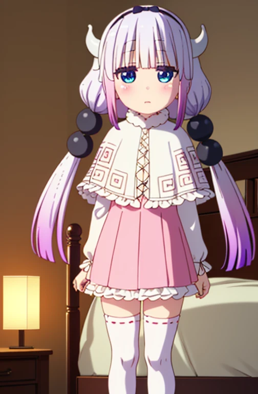 Kanna kamui ,pleated miniskirt, legs garters,from below,seductive,Hugs