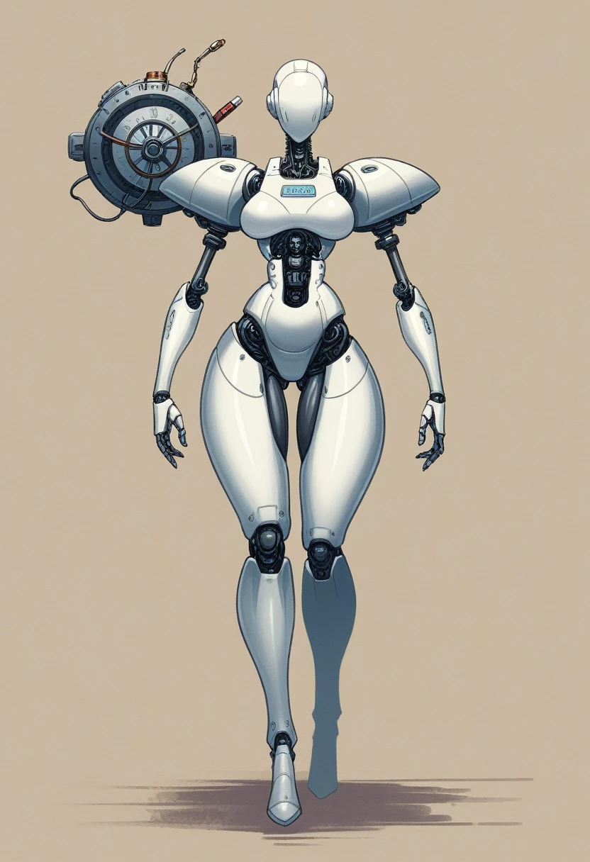 Full body, concept, design, organic, feminine, robot, mechanic, retro, android, victorian, futuristic, Intricate, helenistic, magical, scientific, mystical, modern, slim, thin shoulders, slender neck, long legged, curvy, wide hipped, wide , fit, fit waist, skinny waist, trim waist, slim waist, small waist, marrow waist, thick, huge , long legs, athletic, thicc, curvaceous, hyper legs, shapely, huge thighs, sinuous, hourglass figure, busty, Highly detailed, sole female, front view and profile view, detailed features, sole female, 1girl, 1female, front view, standing still, feet together