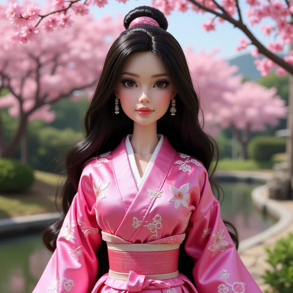 Japanese girl Barbie doll(Wearing pink kimono),Huge Breasts