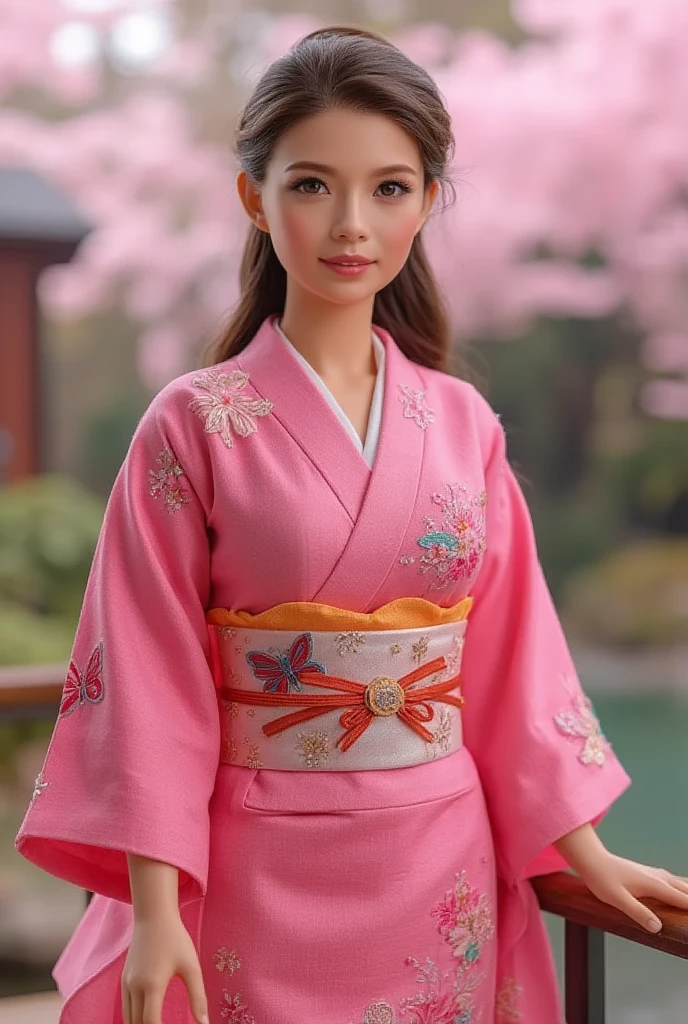 Japanese girl Barbie doll(Wearing pink kimono),Huge Breasts