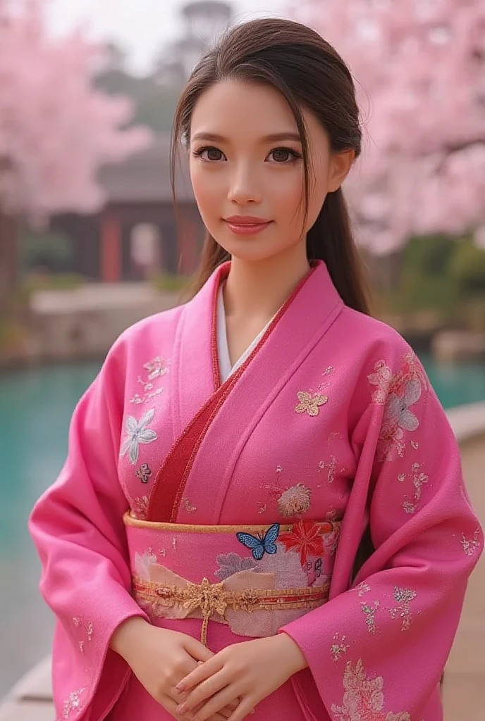 Japanese girl Barbie doll(Wearing pink kimono),Huge Breasts