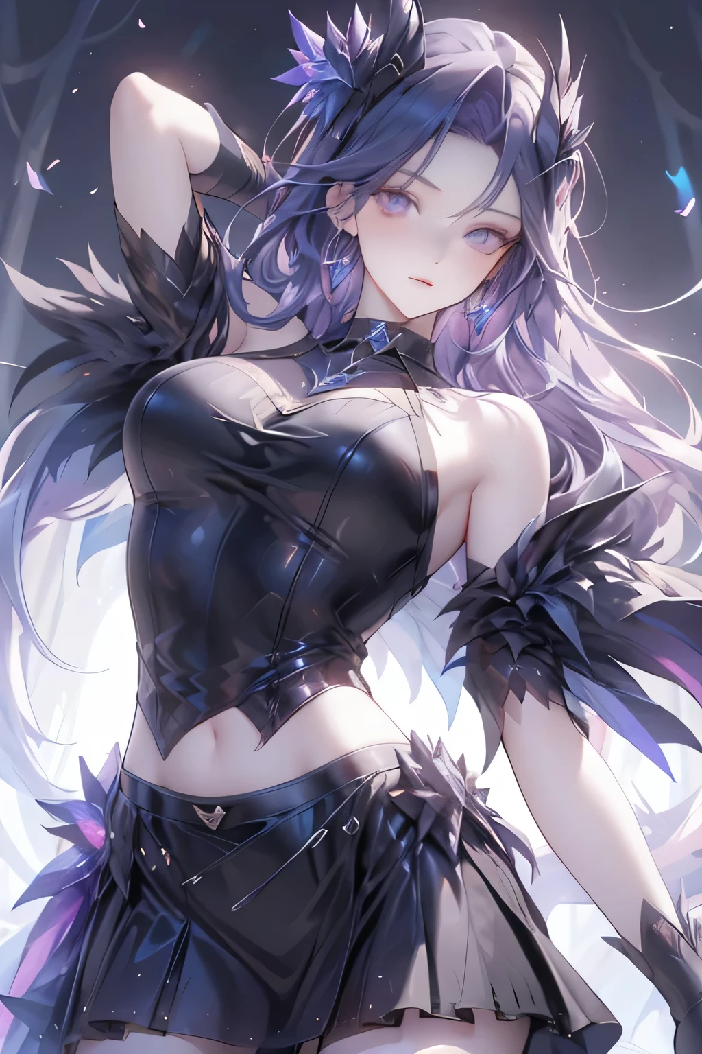 {{masterpiece}},Best quality,Highly detailed CG Unity wallpaper,light,lens flare,Beautiful and delicate eyes,Colorful hair,彩色light,particulates,Different colors,(One color:1.5), (Colorful hair:1.5),Gale