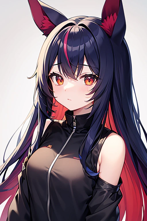 Beautiful woman, Very sexy body, Large breasts with beautiful detailed shapes, (One very tall woman,Navy Blue Hair,Her hairstyle is twin tails that expose her forehead.,yellow eyes,Dynamic Angle)A black bodysuit with pink lines, with a zipper open on the chest to reveal skin
