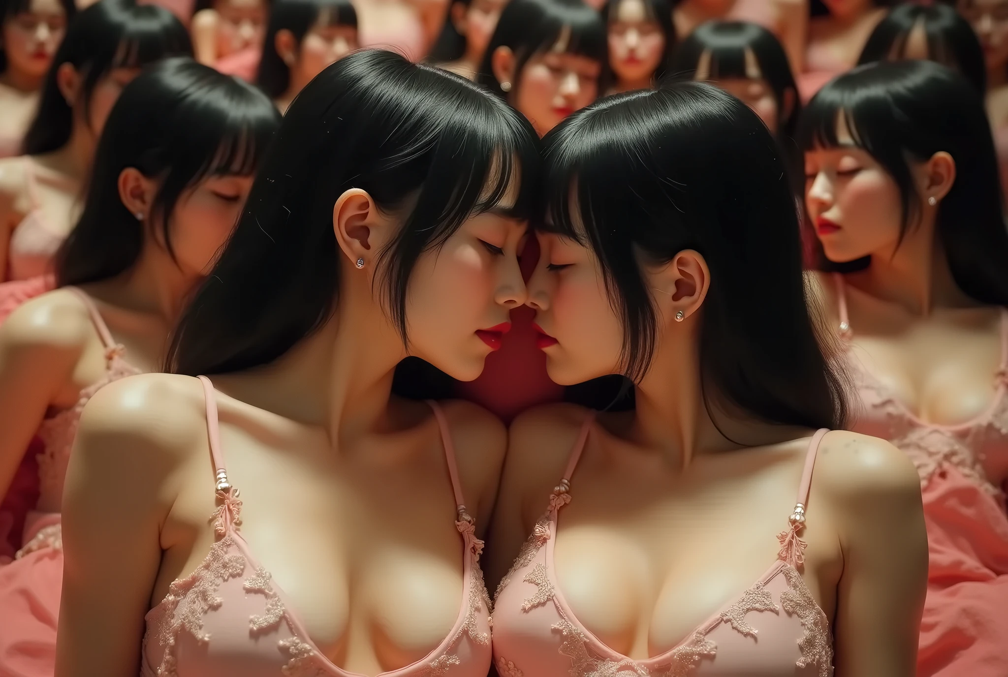 (Japanese Clone-girls=Myself), (Super Best masterpiece Clone-girls Raw Photography Art), (16K, Highest quality, Ultra-high resolution, RAW Photos), (It's so unrealistic., With unparalleled depiction, With an unfathomable sight, An unprecedented and shocking worldview, Clone-girls: In a world of mass reproduction, Ultra-realistic depiction), (Japanese Girls, Hamabe-Minami, 18yo), (Small face, Thick black hair, long hair, Dark Eyes, Mature face, Cute Smile, Smiling face, A gentle gaze), (Very pleasant look), (Very beautiful and detailed girl, Accurate body structure, Accurate body movements, Very detailed body), (Super big breasts, Large bulge of ample breasts), (high school girl, White shirt, Short skirt, hour々I can see your pants, Cleavage Emphasis, Emphasise the fullness of your breasts), (Very detailed, Myself cloning, Depiction of splitting oneself, 1Myself girl→1,000,000,000,000,000,000,000,000,000,000Myself cloning girls), (Myself clone girlsは, With the same perfect appearance, to multiply in large numbers), (Very detailed depiction, Myself's multiplying female body, In the same female body,With the same face, With the same hairstyle, In the same clothes, At the same height, 同じSuper big breastsで, A completely indistinguishable female body, 1,000,000,000,000,000,000,000,000,000,000 people), (Myself girls only), (1,000,000,000,000,000,000,000,000,000,000Myself girls), In a crowded train, Amazing super close contact, Packed, Myself in the crowd, Physical contact, hug, Chest to Chest, kiss, Breast massage, Happy smile, No front shot, Lawless Zone