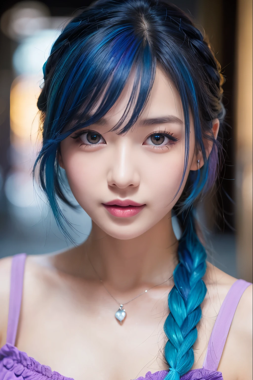 Altura: Aproximadamente 1,65 metros. Complexion: thin and athletic. Piel: Pale, con algunas cicatrices y marcas. Cabello: Azul brillante y corto, con mechones sueltos y trenzas. Ojos: Azul claro, often with a manic glow. Vestimenta: Jinx usualmente usa ropa desgastada y harapienta, with bright colors and chaotic patterns. A menudo lleva consigo armas y explosivos.